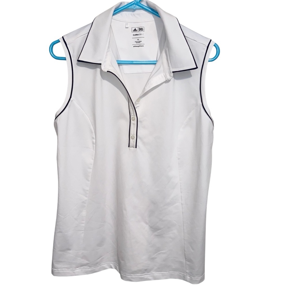 Adidas Shirt Womens XL White Climacool Sleeveless Too Golf Golfing Tennis